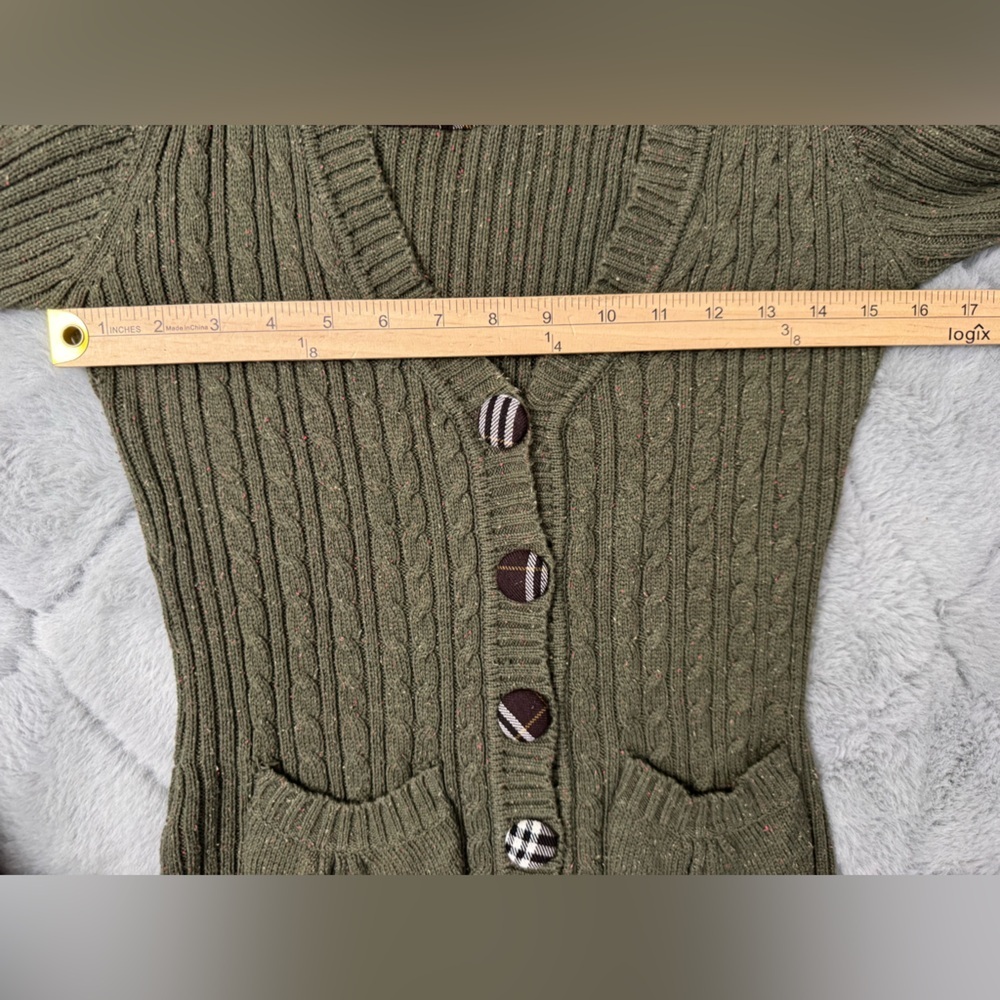 Vintage Delia’s Dark Academia Cardigan Sweater Medium 2000s Covered Plaid Button - Picture 7 of 10